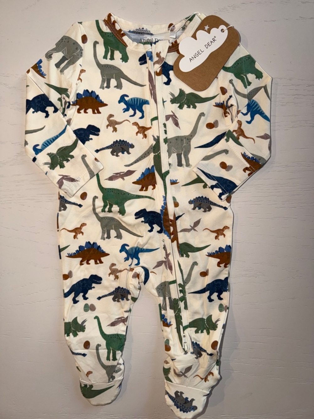Angel Dear Washy Dinos Dinosaur Footie 0-3 3-6 months